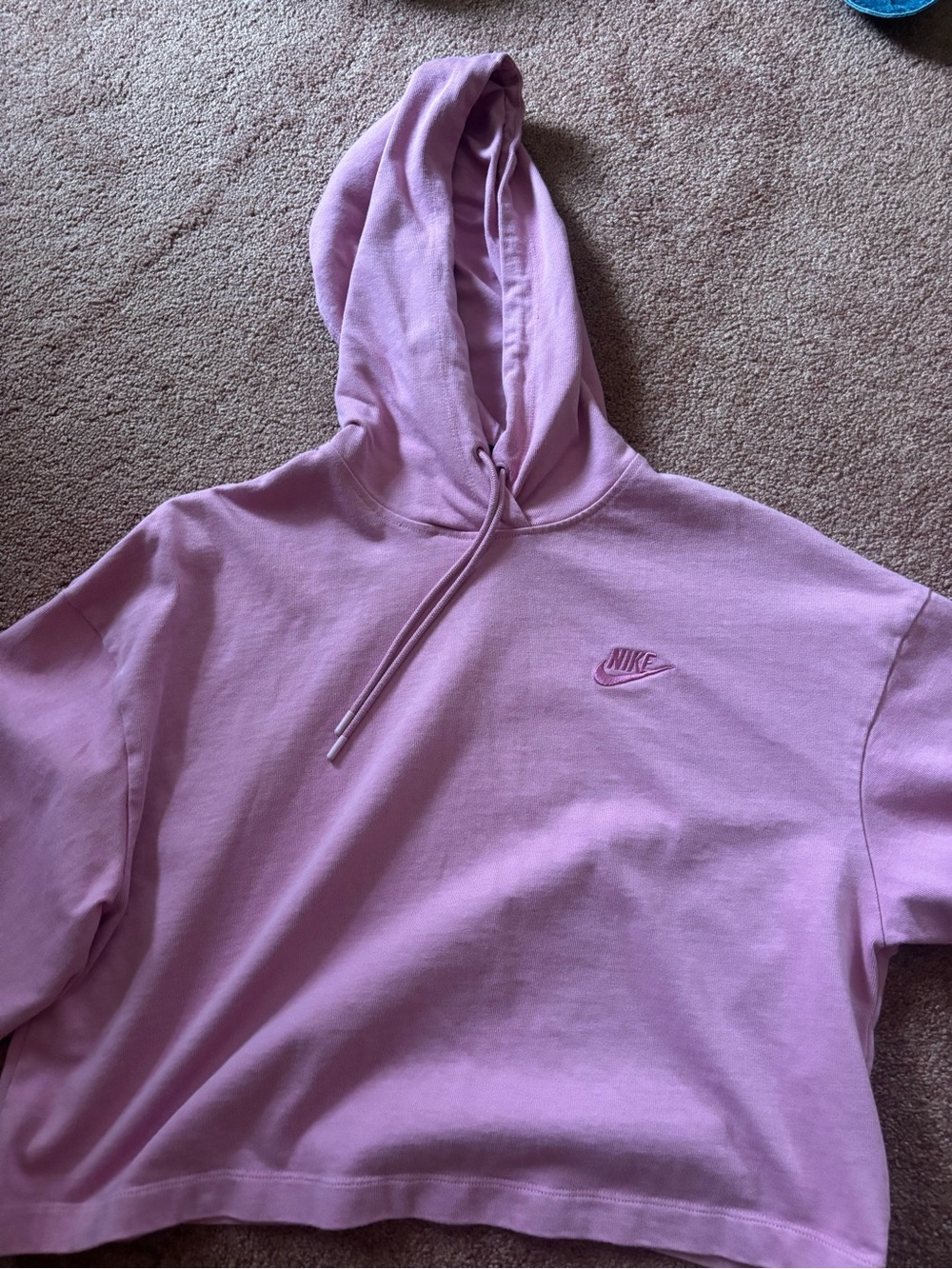 Nike Light Pink Cropped Hoodie with Drawstring